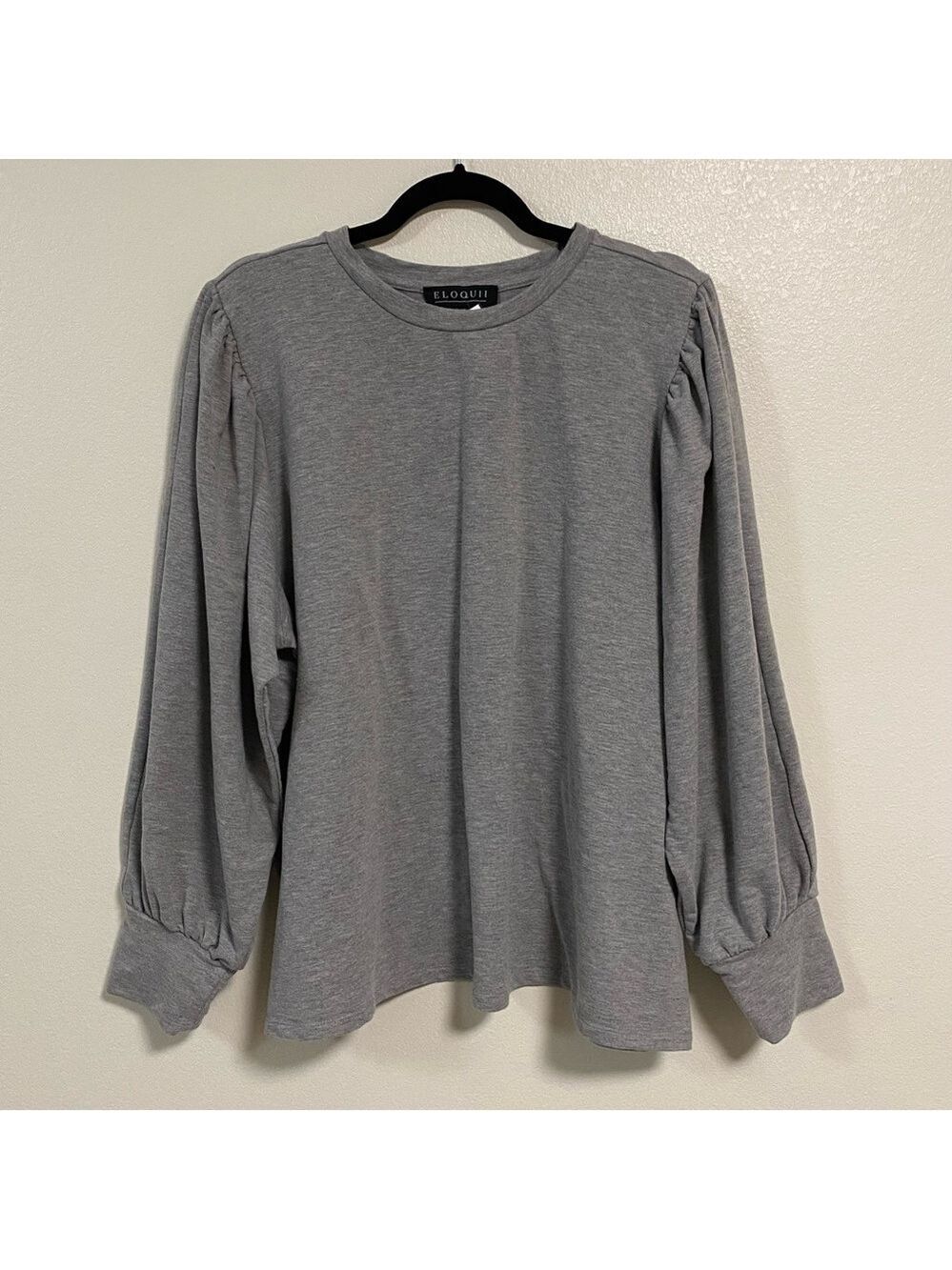 Eloquii Balloon Sleeve Crew neck Sweater Gray Size 22/24